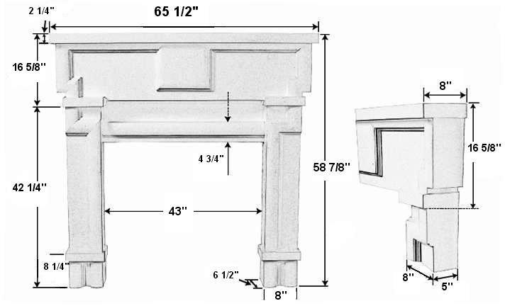 Lanier 42 Tall Plaster Fireplace Mantel - Dimensions