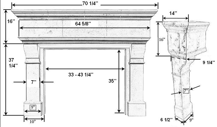 Kirkwood Plaster Mantel Large Drawing
