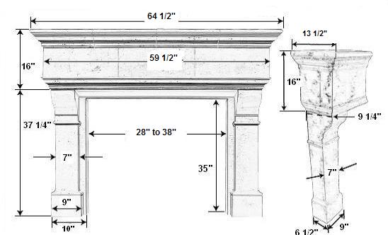 Kirkwood 2 Plaster Mantel Large Drawing